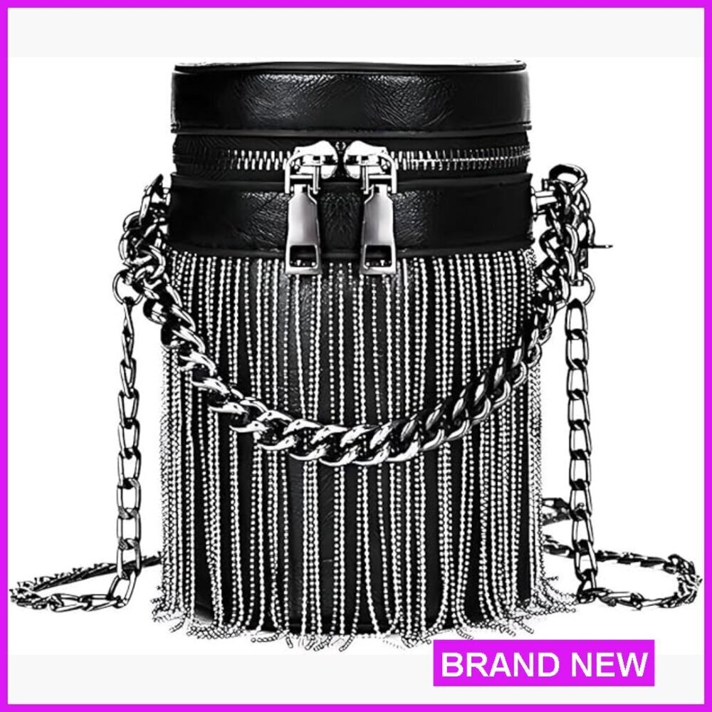 Y2K Punk Tassel Tote Gothic Fringe Shoulder Bag Funky Rock Crossbody Handbag